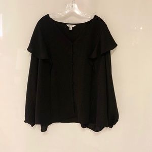 Nine West Black Peasant Blouse
